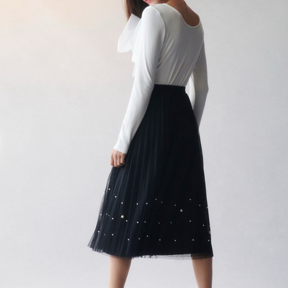 Anthropologie Daniel Rainn Tulle and Pearl A-Line Skirt - Picture 4 of 11